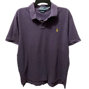 POLO by Ralph Lauren Men's XL Custom Fit PURPLE Short Sleeve Shirt YELLOW Logo